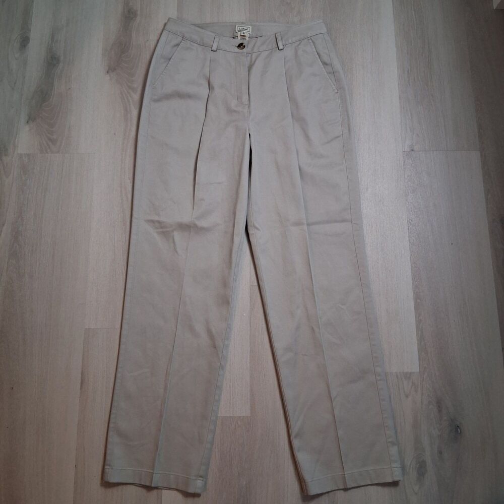 L.. Bean Pants Womens Size 8 Khaki Chino Classic Fit Straight Leg Lastol Beige